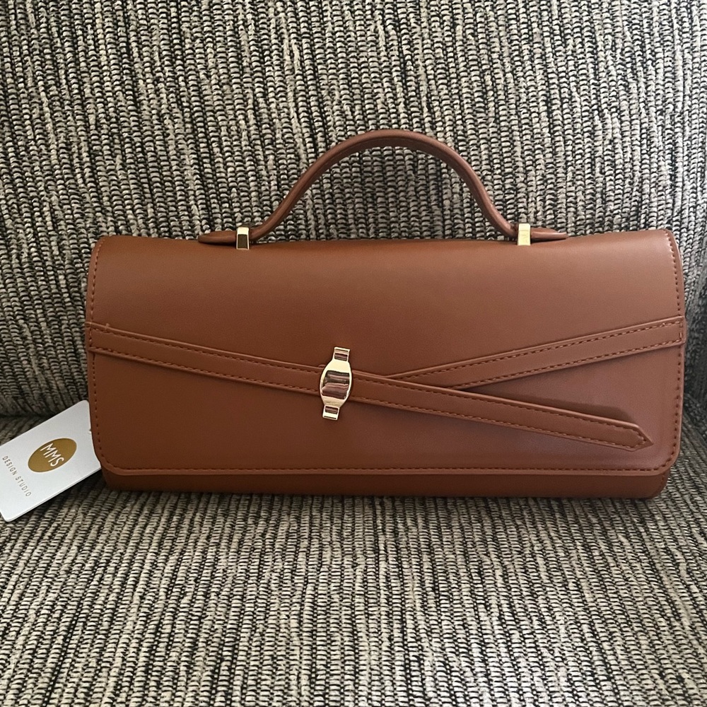 Brown Top-Handle Women's Bag with Detachable Crossbody Chain